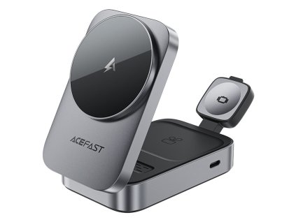 Acefast - Charging Station 3in1 skladacia nabíjacia stanica pre telefón, slúchadlá a Apple Watch, 22,5 W – sivá metalická