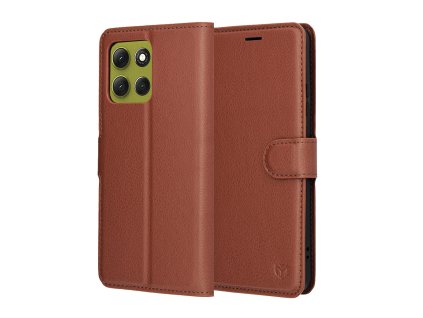 Techsuit - Leather Folio kožené knižkové puzdro pre Motorola Moto G86 – hnedé
