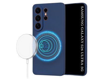 Techsuit - SoftFlex MagSafe silikónový kryt pre Samsung Galaxy S26 Ultra – tmavomodrý