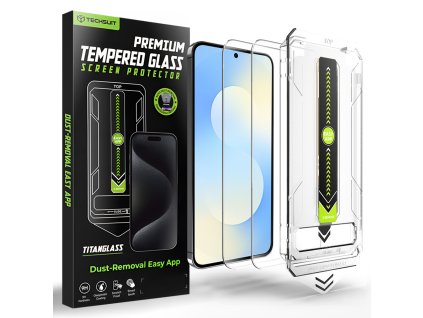 Techsuit - [Fingerprint Unlock Compatible] TitanGlass CrystalHD (2 pack) - Samsung Galaxy S25 FE - Clear