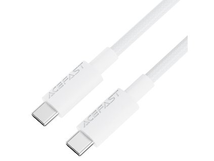 Acefast - Data Cable dátový a nabíjací kábel USB-C na USB-C Fast Charge 60 W (3 A), nylonové opletenie, 1,2 m – biely