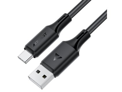 Acefast - Data Cable dátový a nabíjací kábel USB na USB-C Fast Charge 3 A, mäkký silikón, odolný proti ohybu, 1,2 m – čierny