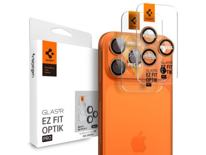 Spigen - Optik.tR EZ Fit Pro Camera Glass (2 pack) - iPhone 17 Pro/Max/16 Pro/Max/15 Pro/Max/14 Pro/Max - Orange