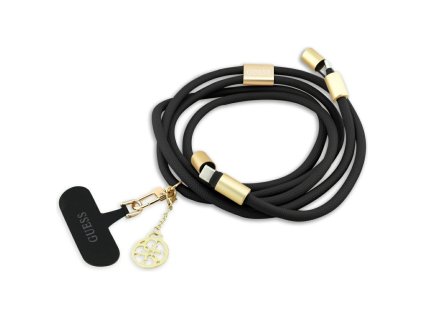 Guess - Data Cable CBDY 4G Charm (GUCCUCNY4GDK) - USB-C to USB-C, Fast Charge, Adjustable Strap, Protective Cap, 1.5m - Black