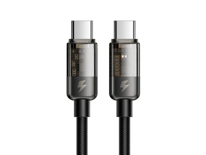 Mcdodo - Data Cable dátový a nabíjací kábel USB-C na USB-C Fast Charge 100 W, priehľadný dizajn, automatické vypnutie, 1,2 m – čierny