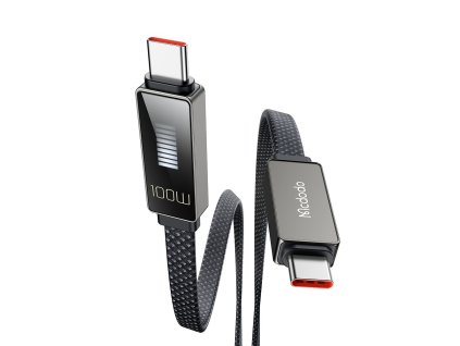 Mcdodo - Data Cable Rythm Series dátový a nabíjací kábel USB-C na USB-C PD Fast Charge 100 W s LED displejom, 1,2 m – čierny