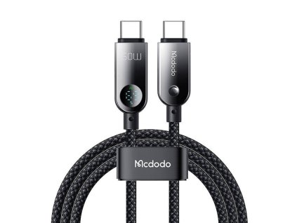 Mcdodo - Data Cable dátový a nabíjací kábel USB-C na USB-C PD 60 W so vstavaným LED displejom, ABS + nylon, 1,2 m – čierny