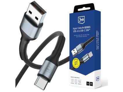 3mk - Data Cable Hyper N-Series - USB to Type-C, 18W, 9V/2A, 2m - Black