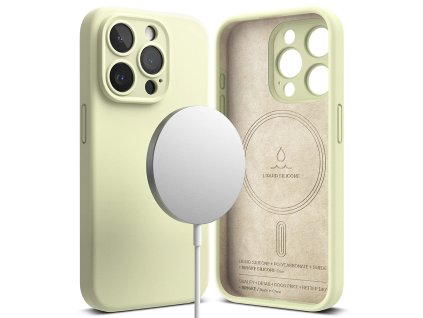 Ringke - Silicone Magnetic MagSafe silikónový magnetický kryt s MagSafe pre iPhone 15 Pro – limetkovo zelený