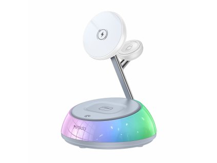 Yesido - Wireless Charging Station 3in1 (DS31) bezdrôtová nabíjacia stanica 3 v 1 pre iPhone, Apple Watch a AirPods, magnetický úchop, RGB podsvietenie – biela