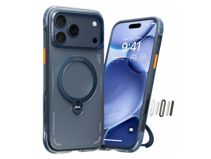 Torras - Ostand Spin Air Series kryt so stojanom pre iPhone 17 Pro – tmavomodrý (Midnight Blue)