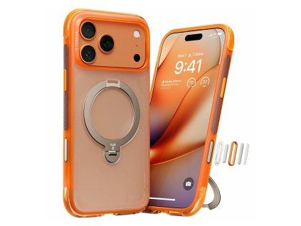Torras - Ostand Spin Air Series kryt so stojanom pre iPhone 17 Pro – oranžový (Horizon Orange)