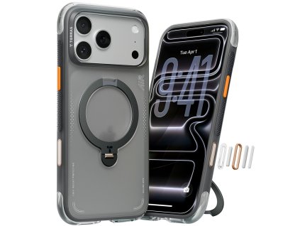Torras - Ostand Spin Air Series kryt so stojanom pre iPhone 17 Pro Max – čierny (Shadow Black)