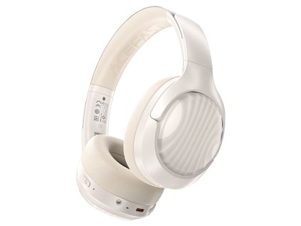 Acefast - Wireless Headset bezdrôtový headset Bluetooth 5.4 s ANC, redukciou hluku a 3D zvukom, profesionálne Hi-Fi – biely