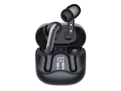 Techsuit - Premium Wireless Earbuds EchoFit Pro (CW5) - Bluetooth V5.4, ANC, ENC, 400mAh, Multi-Connect, Fast Charging, 6 Mic - Black