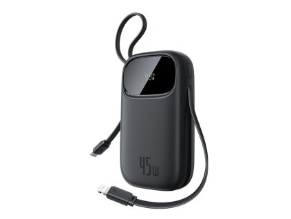 Baseus - Power Bank EnerFill FC31 Qpow 3 (E0028C00) - USB-C/Lightning Cables, 10000mAh, 45W, Digital Display - Cosmic Black