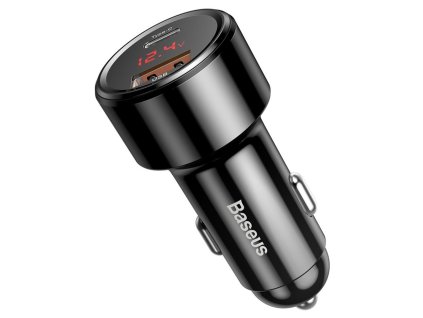 Baseus – Car Charger Magic Series autonabíjačka USB + USB-C 45W Quick Charge 4.0 / QC 3.0 s displejom – čierna