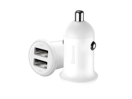 Baseus - Car Charger (CCALLP-02) - 2x USB, Mini Appearance, 4.8A - White