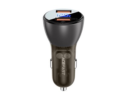 Acefast - Car Charger (B7) - 2x USB, 45W, Dual Fast Charging, with LED Digital Display - Transparent Black