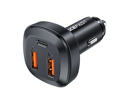 Acefast - Car Charger (B9) - 2x USB, Type-C, Fast Charging, 66W, PD3.0, QC4+, Zinc Alloy - Black