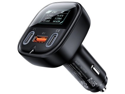 Acefast - Car Charger (B5) - Fast Charging, OLED Digital Display, 2x Type-C, USB, 101W, Zinc Alloy - Black