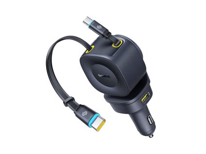 Baseus - Car Charger PrimeTrip VR2 Max (C0206500) - Fast Charging, with Retractable Cable, USB, 3x USB-C, 163W - Cosmic Black