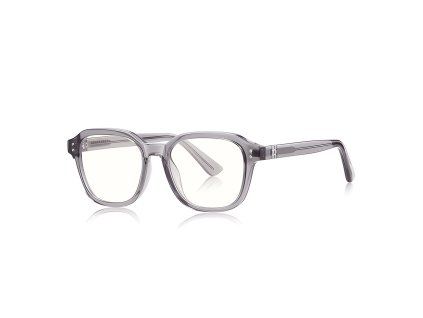 Techsuit - Anti-Blue Light Glasses Reflex PC (2227) - for Men, Round, TR90&Metal Frame, AC Lens - Transparent/Gray