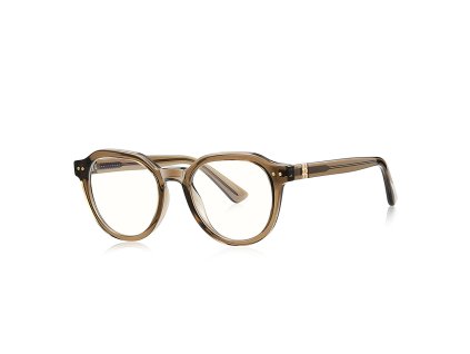 Techsuit – Anti-Blue Light Glasses Reflex PC okuliare proti modrému svetlu okrúhle TR90 a kovový rám AC šošovky – transparentné hnedé