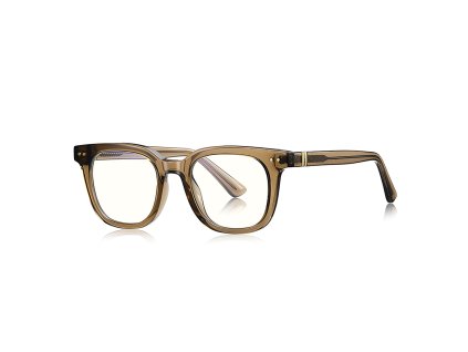 Techsuit - Anti-Blue Light Glasses Reflex PC (2229) - for Men, Round, TR90&Metal Frame, AC Lens - Transparent/Brown