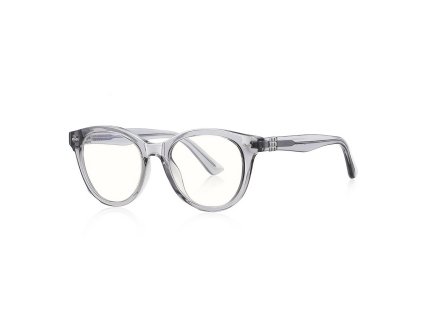 Techsuit – Anti-Blue Light Glasses Reflex PC okuliare proti modrému svetlu okrúhle TR90 a kovový rám AC šošovky – transparentné sivé