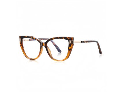 Techsuit - Anti-Blue Light Glasses Reflex PC (2259) - for Women, Oversized, TR90&Metal Frame, AC Lens - Transparent/Leopard