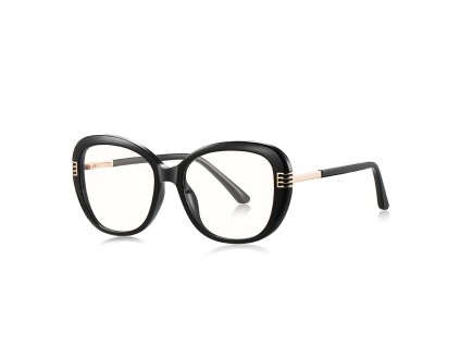 Techsuit - Anti-Blue Light Glasses Reflex PC (2265) - for Women, Butterfly, TR90&Metal Frame, AC Lens - Black/Gold