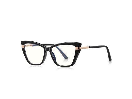 Techsuit - Anti-Blue Light Glasses Reflex PC (2271) - for Women, Rectangle, TR90&Metal Frame, AC Lens - Black