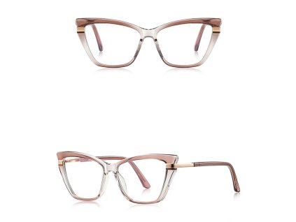 Techsuit - Anti-Blue Light Glasses Reflex PC (2271) - for Women, Rectangle, TR90&Metal Frame, AC Lens - Transparent/Brown