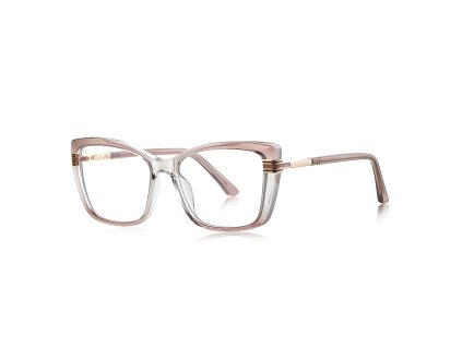 Techsuit - Anti-Blue Light Glasses Reflex PC (2273) - for Women, Oversized, TR90&Metal Frame, AC Lens - Transparent/Brown