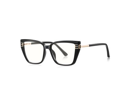 Techsuit - Anti-Blue Light Glasses Reflex PC (2275) - for Women, Rectangle, TR90&Metal Frame, AC Lens - Black/Gold