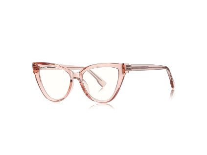 Techsuit - Anti-Blue Light Glasses Reflex PC (2279) - for Women, Cat Eye, TR90&Metal Frame, AC Lens - Transparent/Brown