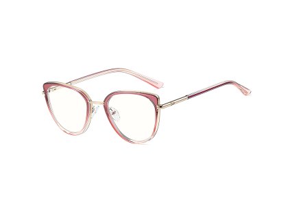 Techsuit - Anti-Blue Light Glasses Reflex PC (82290) - for Women, Cat Eye, TR90&Metal Frame, AC Lens - Gold/Pink