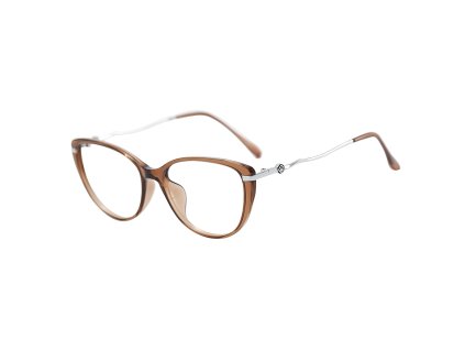 Techsuit - Anti-Blue Light Glasses Reflex PC (86162) - for Women, Round, TR90&Metal Frame, AC Lens - Silver/Brown