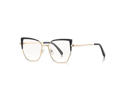 Techsuit - Anti-Blue Light Glasses Reflex PC (3156) - for Women, Cat Eye, Metal Frame, AC Lens - Gold/Black