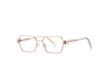 Techsuit - Anti-Blue Light Glasses Reflex PC (3161) - for Women, Rectangle, Metal Frame, AC Lens - Rose Gold/Transparent