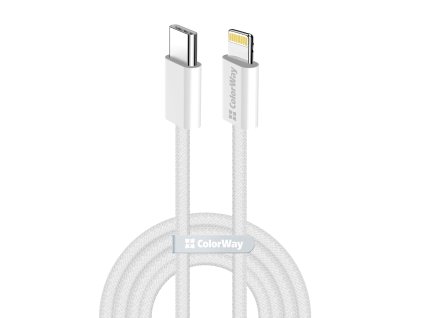 ColorWay – Data Cable dátový kábel USB-C → Apple Lightning PD 27W 3A nylonový 1 m – sivý