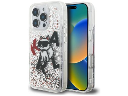 Karl Lagerfeld - Liquid Glitter Choupette Logo MagSafe (KLHCP16XLCHSCTDT) - iPhone 16 Pro Max - Clear