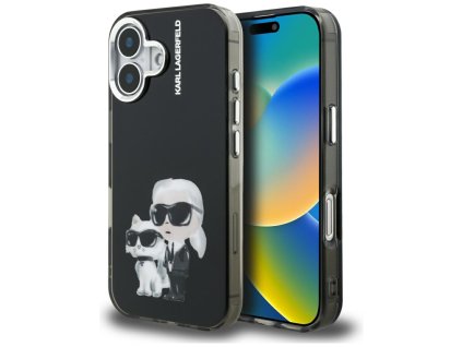 Karl Lagerfeld - IML Aquarelle Karl & Choupette (KLHCP16SHMKCAQK) - iPhone 16 - Black
