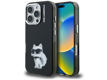 Karl Lagerfeld - IML Aquarelle Choupette Logo (KLHCP16LHMCHAQK) - iPhone 16 Pro - Black