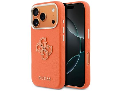 Guess – Hardcase Resin Logo pevné puzdro pre iPhone 17 Pro Max – oranžové