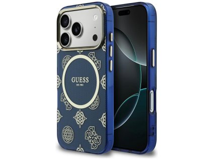 Guess – IML Peony Dot MagSafe puzdro pre iPhone 17 Pro – modré