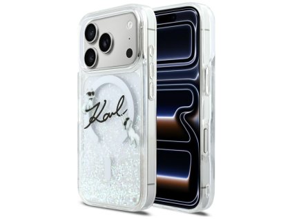 Karl Lagerfeld - Glitter Karl Script Logo MagSafe (KLHMP17L6LKSCAMT) - iPhone 17 Pro - Clear
