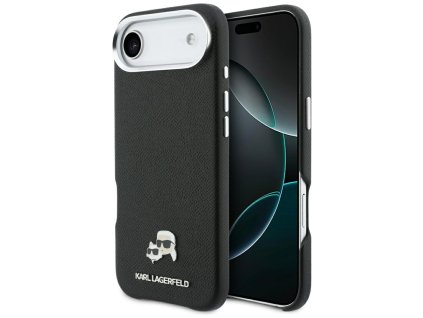 Karl Lagerfeld - Hardcase Leather K&C Head Pin MagSafe (KLHMP17M6PFKCLK) - iPhone 17 Air - Perforated Logo, Black