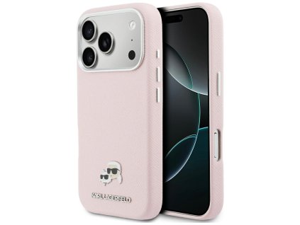 Karl Lagerfeld - Hardcase Leather K&C Head Pin MagSafe (KLHMP17L6PFKCLP) - iPhone 17 Pro - Pink